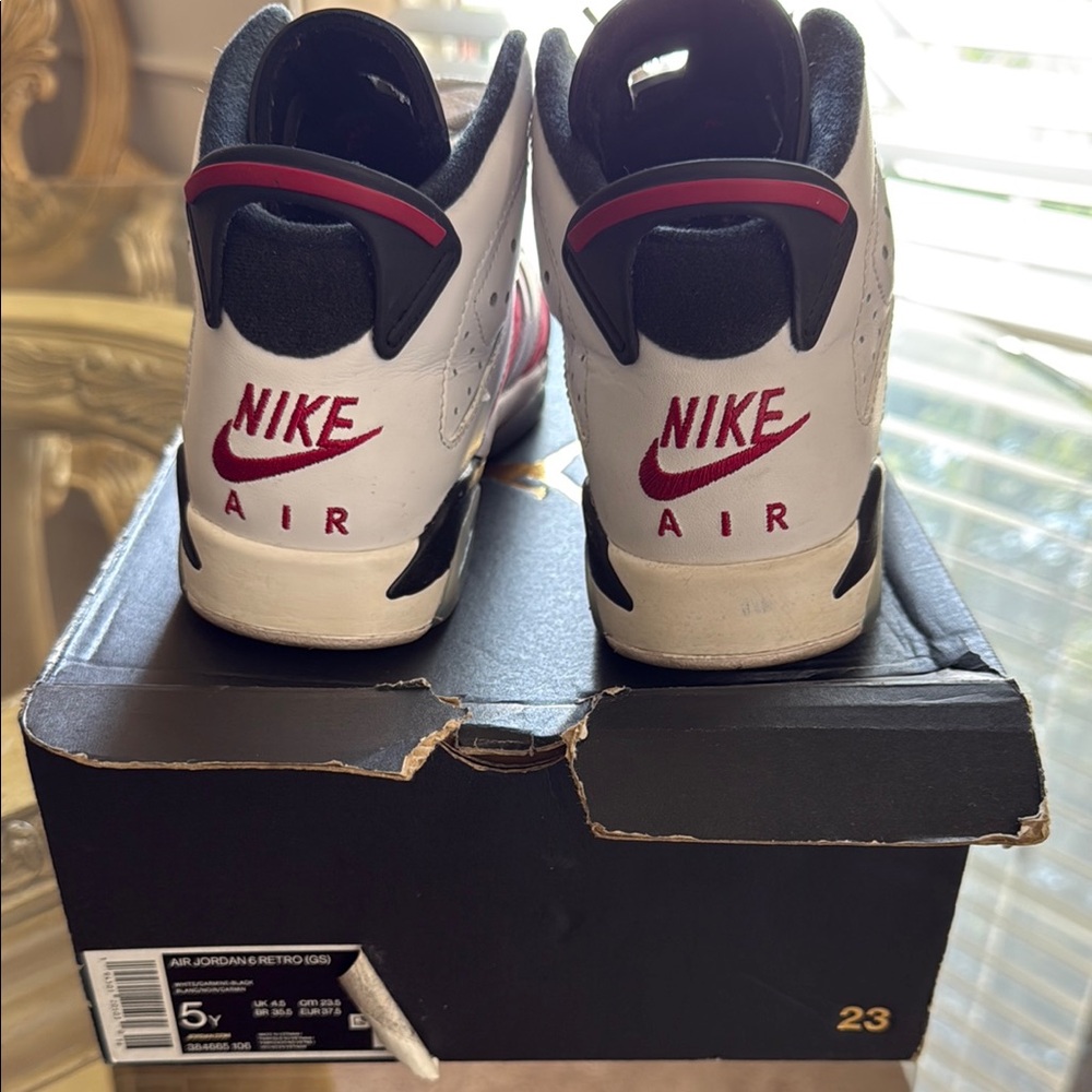 Jordan 6 Red and White Kids Sneakers - Picture 2 of 10